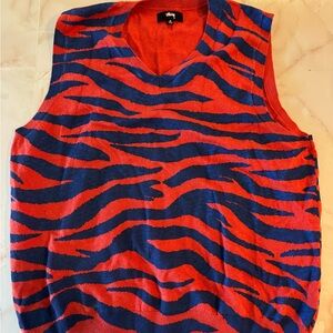 Orange and Blue Zebra Print Sweater Vest